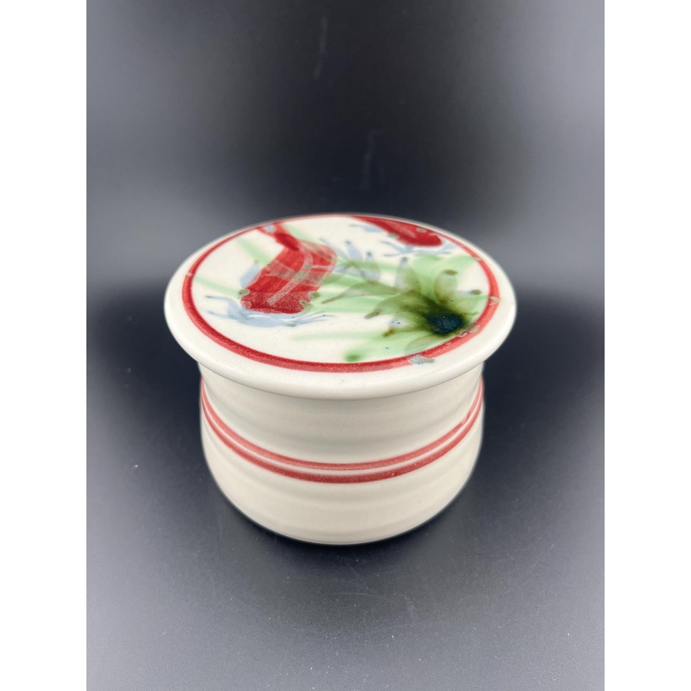 Vintage French Butter Crock | Hand-Painted Studio Pottery Ceramic Butter Keeper